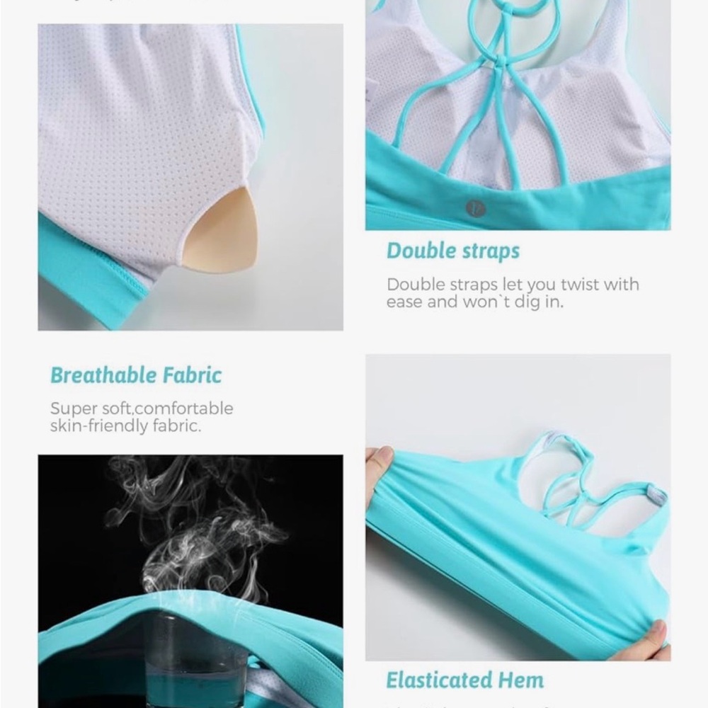 Running Girl Aqua Strappy Back Sports Bra - Picture 2 of 2
